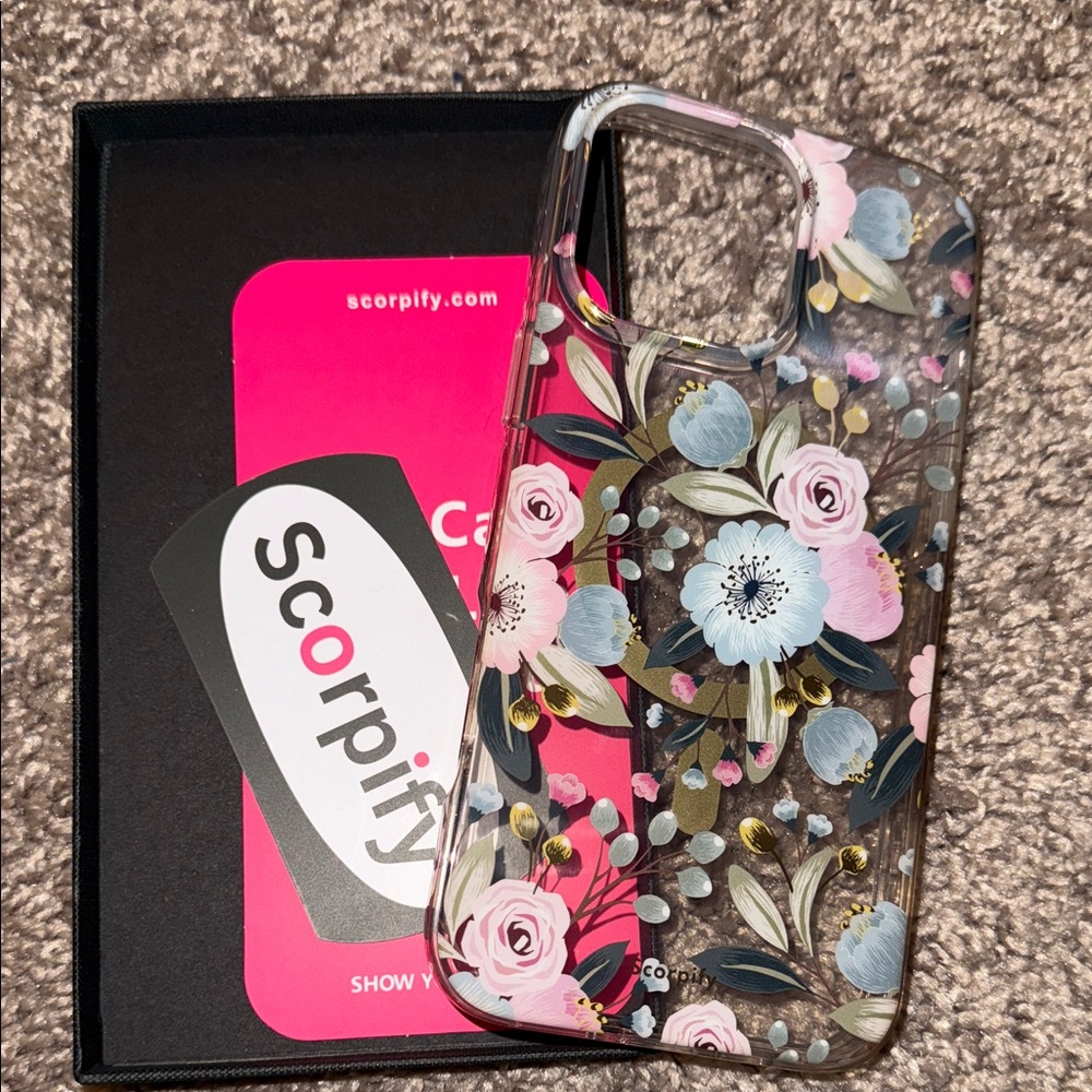 Scorpify Floral iPhone 16 Pro Max Case - Pink and Gold